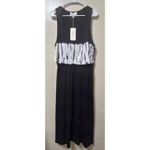 NWT Two By Vince Camuto Women's Marrakesh Mix Navy Tie Dye Maxi Dress - Size L